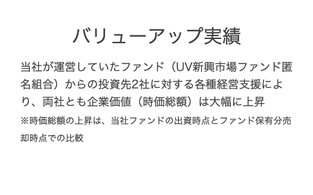 バリューアップ実績